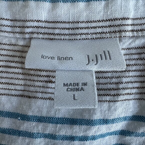 J Jill Love Linen Dress Womens L Striped Summer Pockets Casual Beach Resortwear - Picture 4 of 11